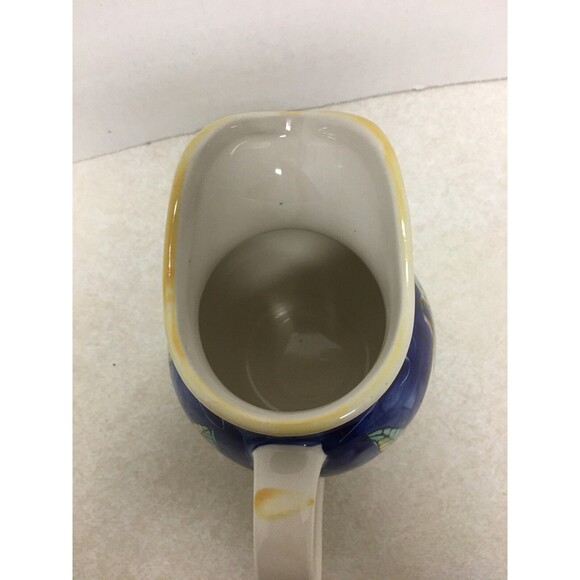 Vintage Pitcher  Creamer   Italy 4 1/2" H Dipinto Amano Italy Limoncello Lemon - Picture 5 of 6